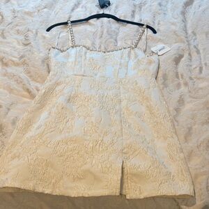 Altar'd State Ivory Mini Dress with Pearl Straps